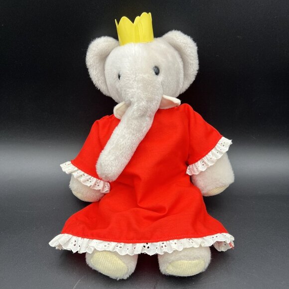 Babar Queen Celeste Elephant Plush 15" Eden Toys Inc Red Dress ‘77 Red Dress Toy - Picture 6 of 15